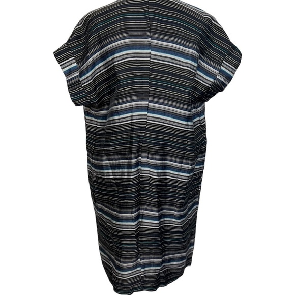 Studio 412 Oversized Boxy Pocket Summer Dress Medium Shift Striped - Picture 3 of 6